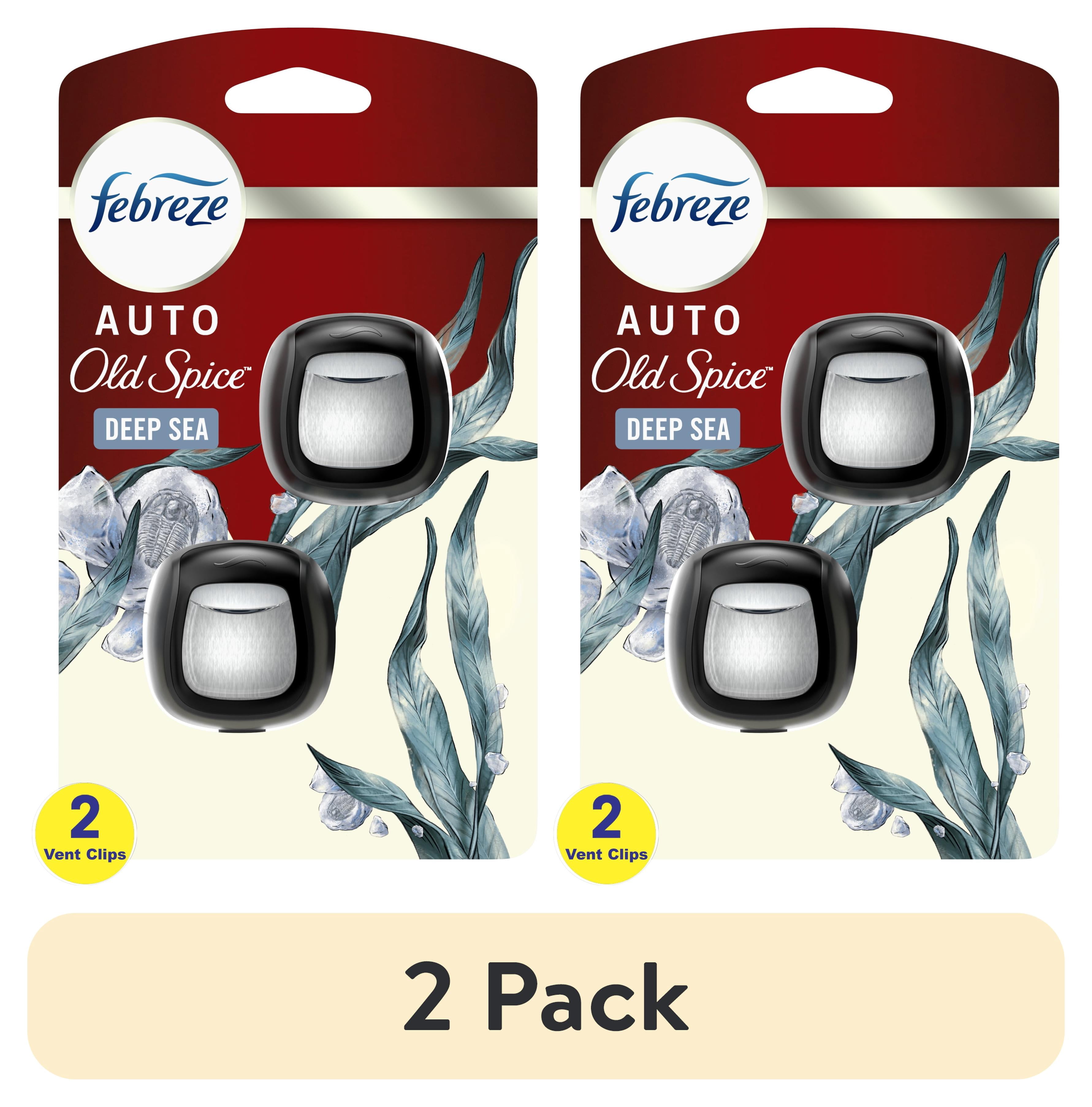 (2 pack) Febreze AUTO Car Air Freshener, Odor-Fighting Car Vent Clip, Old Spice Deep Sea, 2 Count