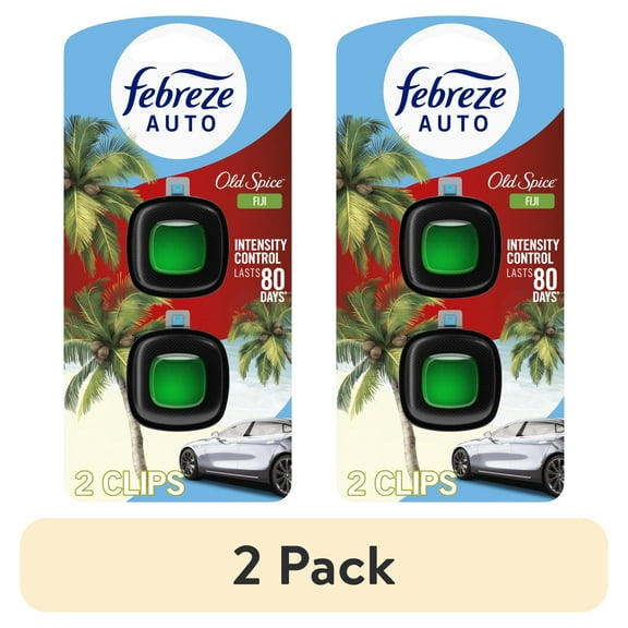 (2 pack) Febreze AUTO Car Air Freshener, Odor-Fighting Car Vent Clip, Old Spice Fiji, 2 Count