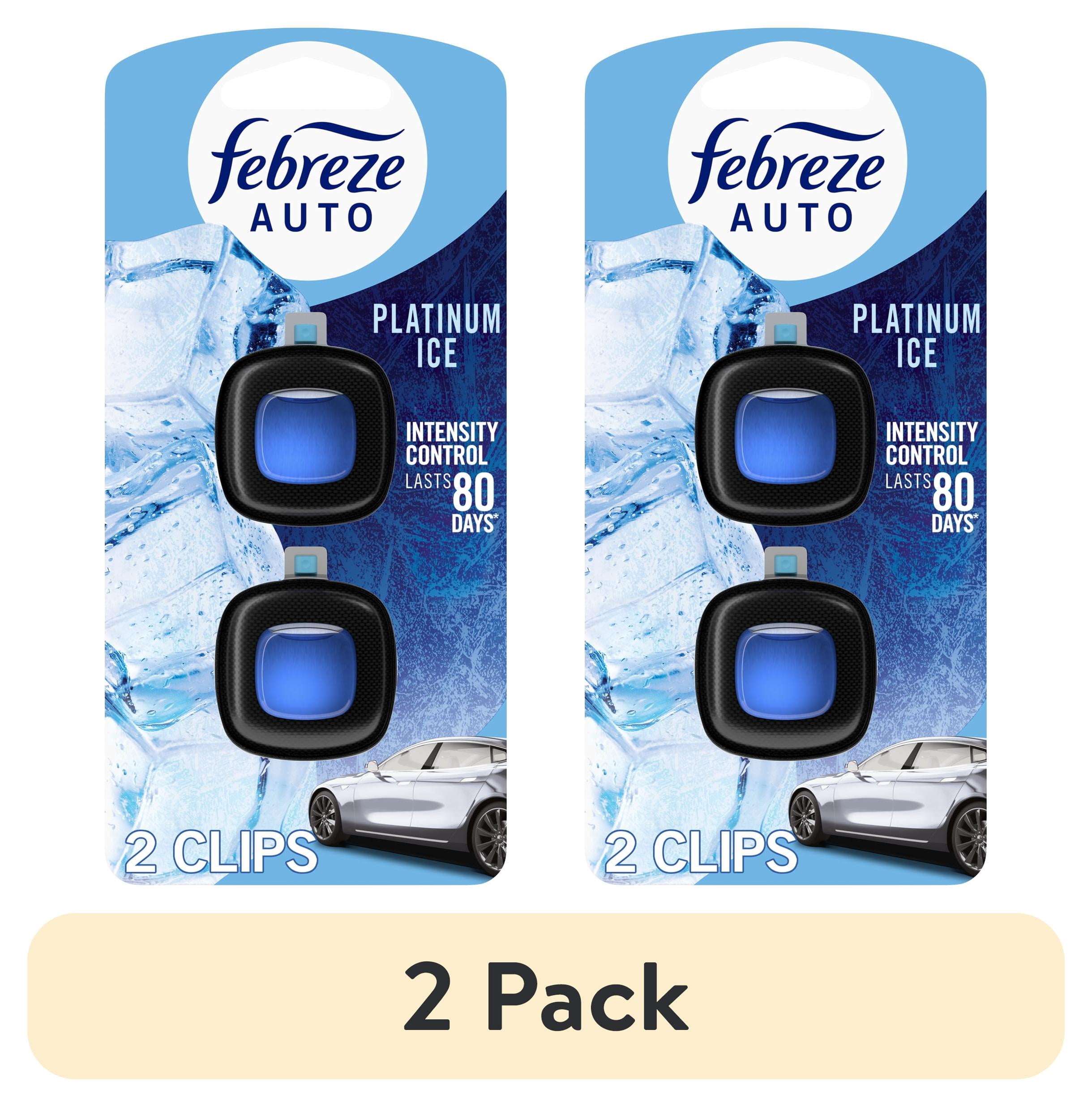 Febreze AUTO Car Air Freshener, Odor-Fighting Car Vent Clip, Platinum Ice,  2 Count