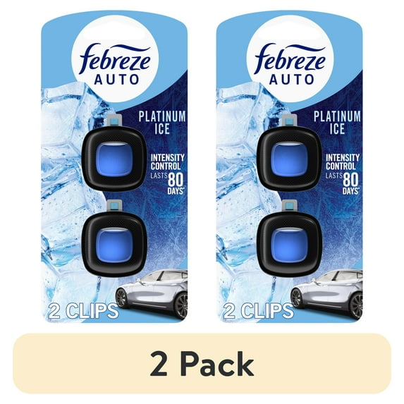 (2 pack) Febreze AUTO Car Air Freshener, Odor-Fighting Car Vent Clip, Platinum Ice, 2 Count