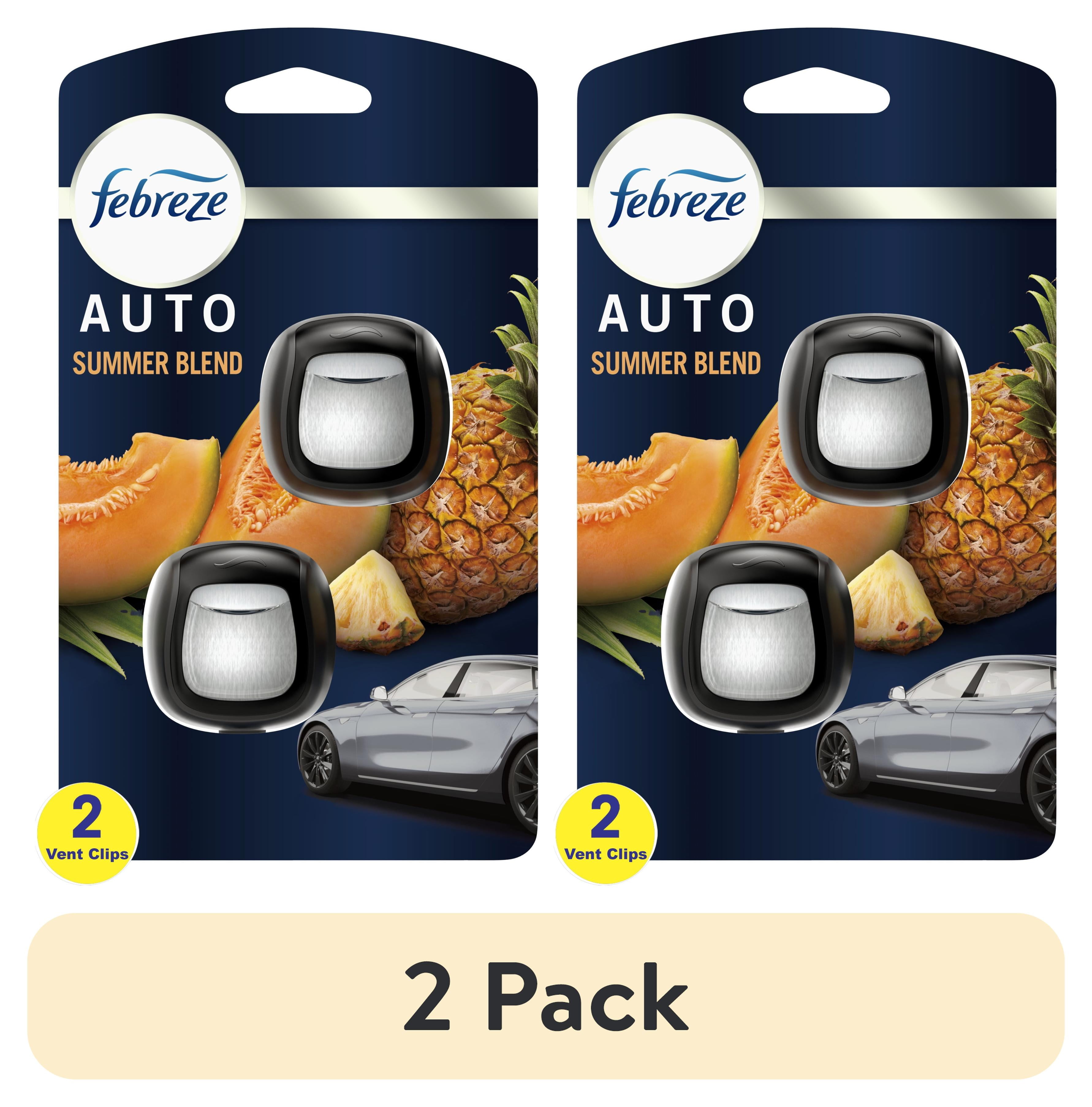 (2 pack) Febreze AUTO Car Air Freshener, Odor-Fighting Car Vent Clip, Summer Blend, 2 Count
