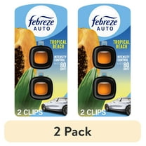 (2 pack) Febreze AUTO Car Air Freshener, Odor-Fighting Car Vent Clip, Tropical Beach, 2 Count