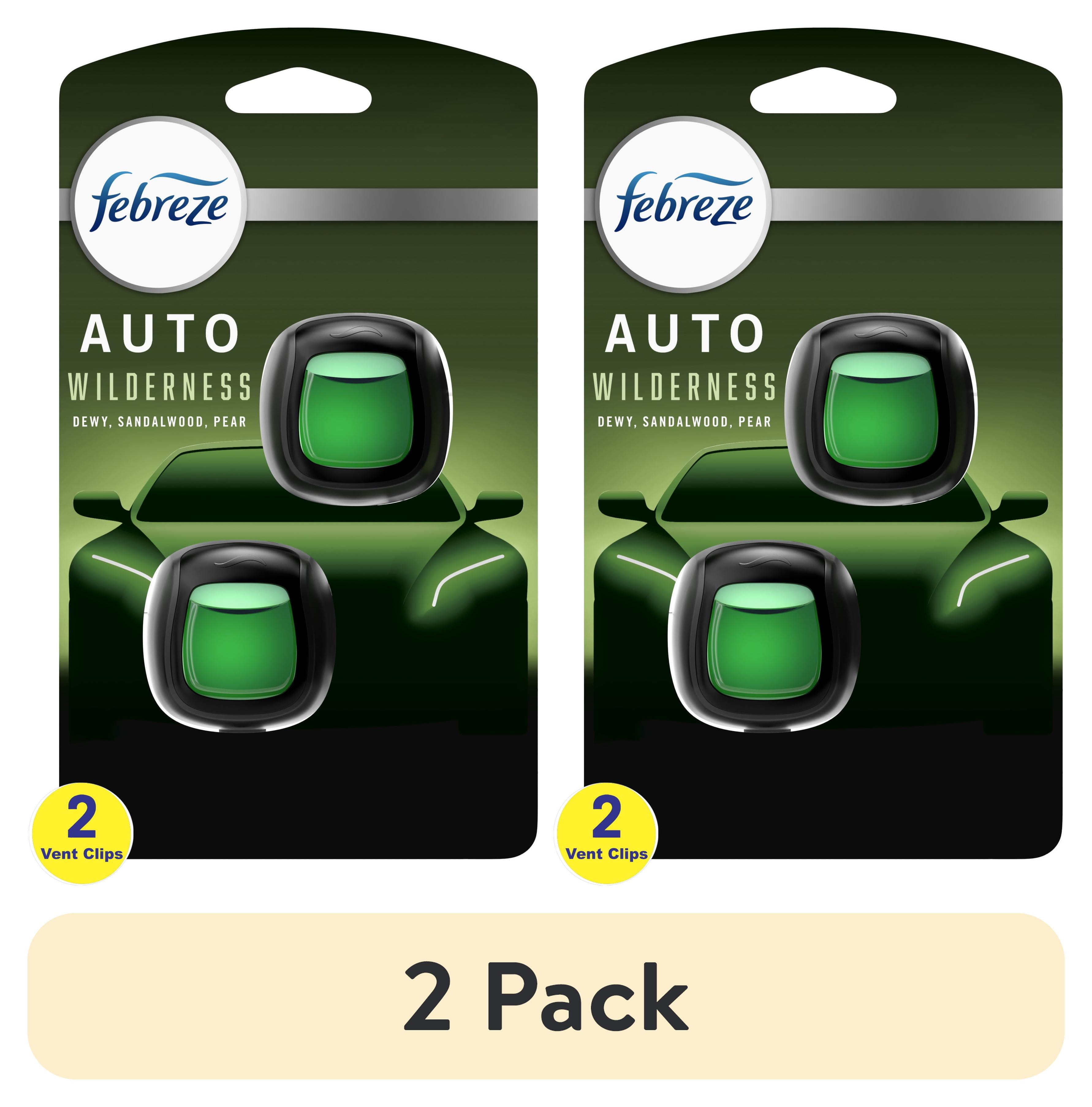 (2 pack) Febreze AUTO Car Air Freshener, Odor-Fighting Car Vent Clip, Wilderness, 2 Count
