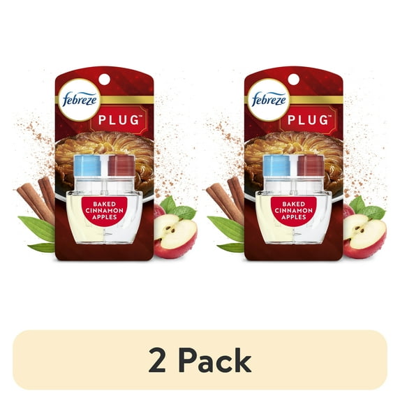 (2 pack) Febreze Plug Refill Odor-Fighting Air Freshener Baked Cinnamon Apples Scent, 1 Count, 0.87 fl oz