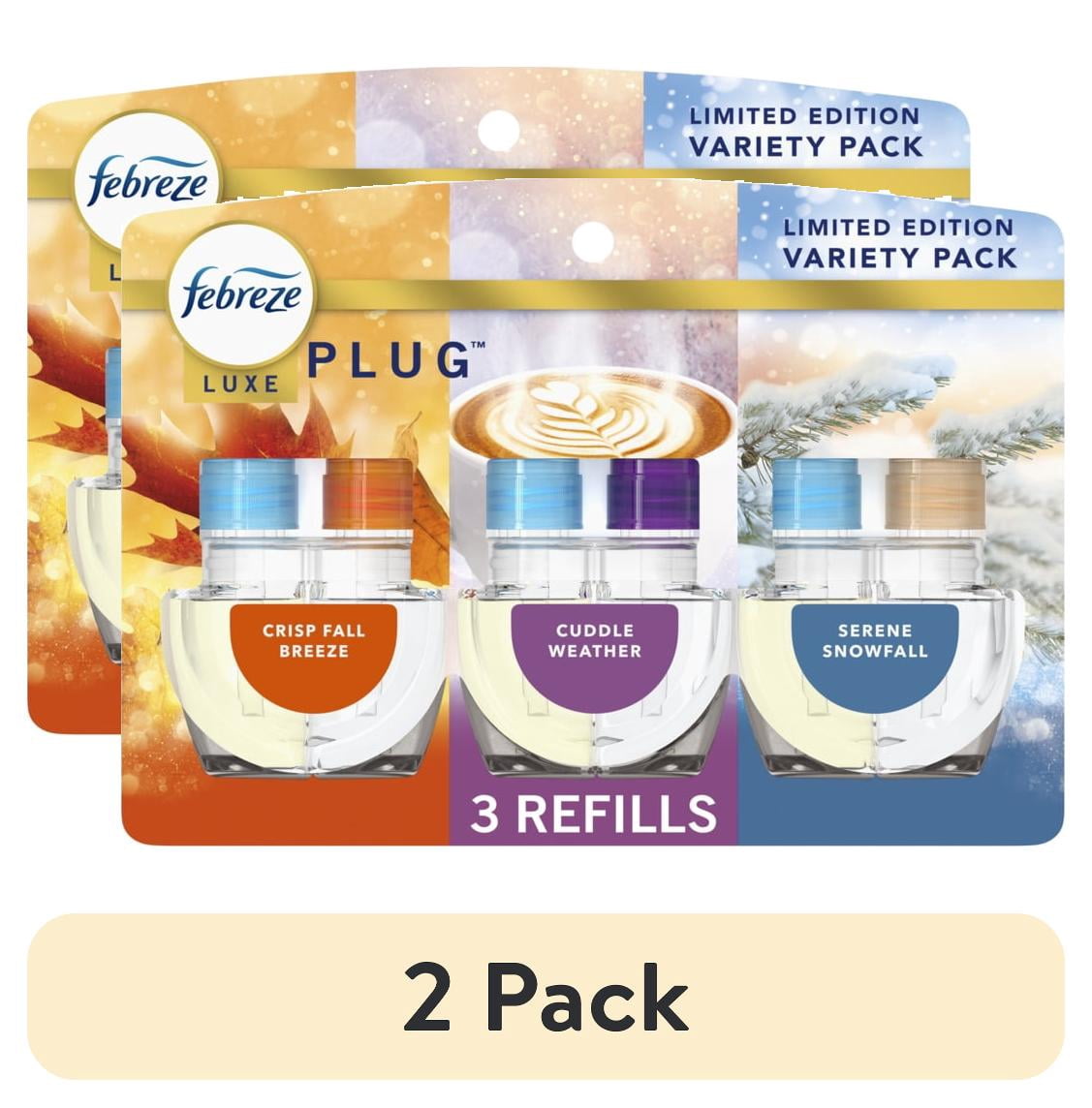(2 pack) Febreze Plug In Air Freshener, Odor-Fighting Scented Oil Refill, Premium Holiday Mix, 3 Refill