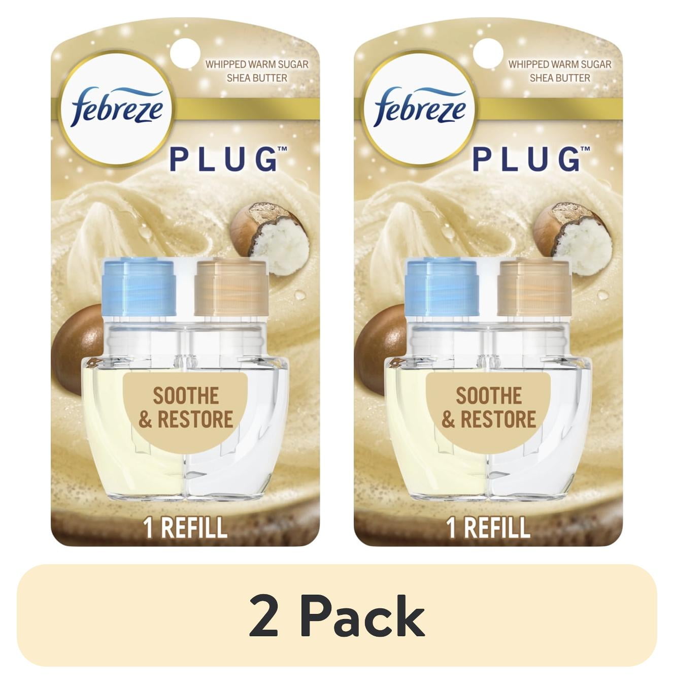 (2 pack) Febreze Plug Refill Odor-Fighting Air Freshener Soothe & Restore Scent, 1 Count, 0.87 fl oz