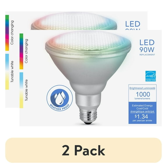 (2 pack) Feit Electric PAR38 E26 (Medium) LED Smart Bulb Color Changing 90 Watt Equivalence 1 Pk
