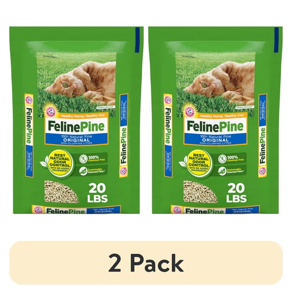 (2 pack) (2 pack) Feline Pine Original 100% Natural Cat Litter, 20 lb