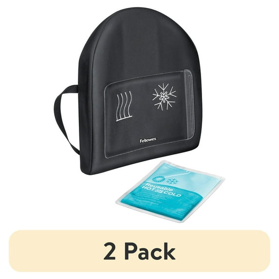 (2 pack) Fellowes Mfg Co. 9190001 14.5 in. x 3 in. x 13.63 in. Heat and Soothe Back Support - Black