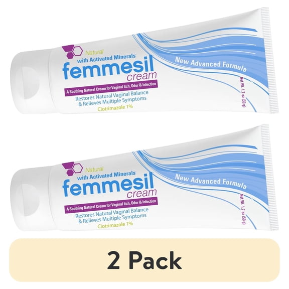 (2 pack) Femmesil Vaginal Anti-Itch Cream Natural Relief for Itch, Odor and Yeast Infection (50gm Tube)