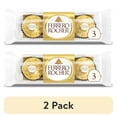 thumbnail image 1 of (2 pack) Ferrero Rocher, 1.3 oz, Fine Hazelnut Milk Chocolate, 3 Count, Individually Wrapped Chocolate Candy Gifts, 1 of 4