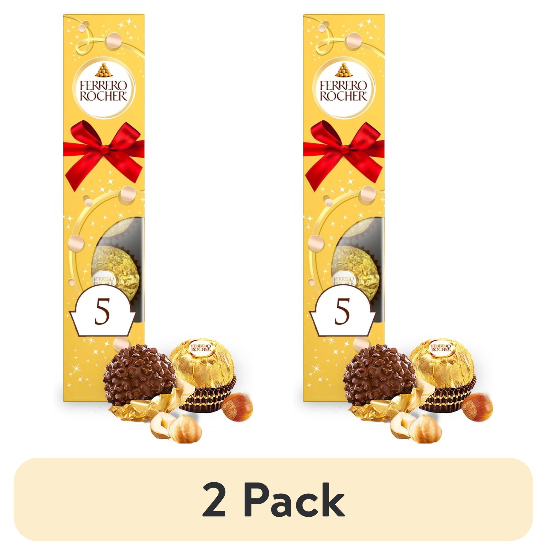 (2 pack) Ferrero Rocher, Premium Milk Chocolate Hazelnut, Individually Wrapped, 5-Count Holiday Chocolate Gift Box, 2.2 oz