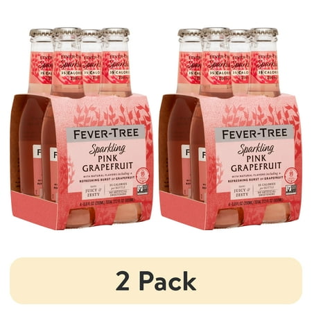 (2 pack) Fever-Tree Sparkling Pink Grapefruit Cocktail Mixers, 6.8 Fl Oz, 4 Count