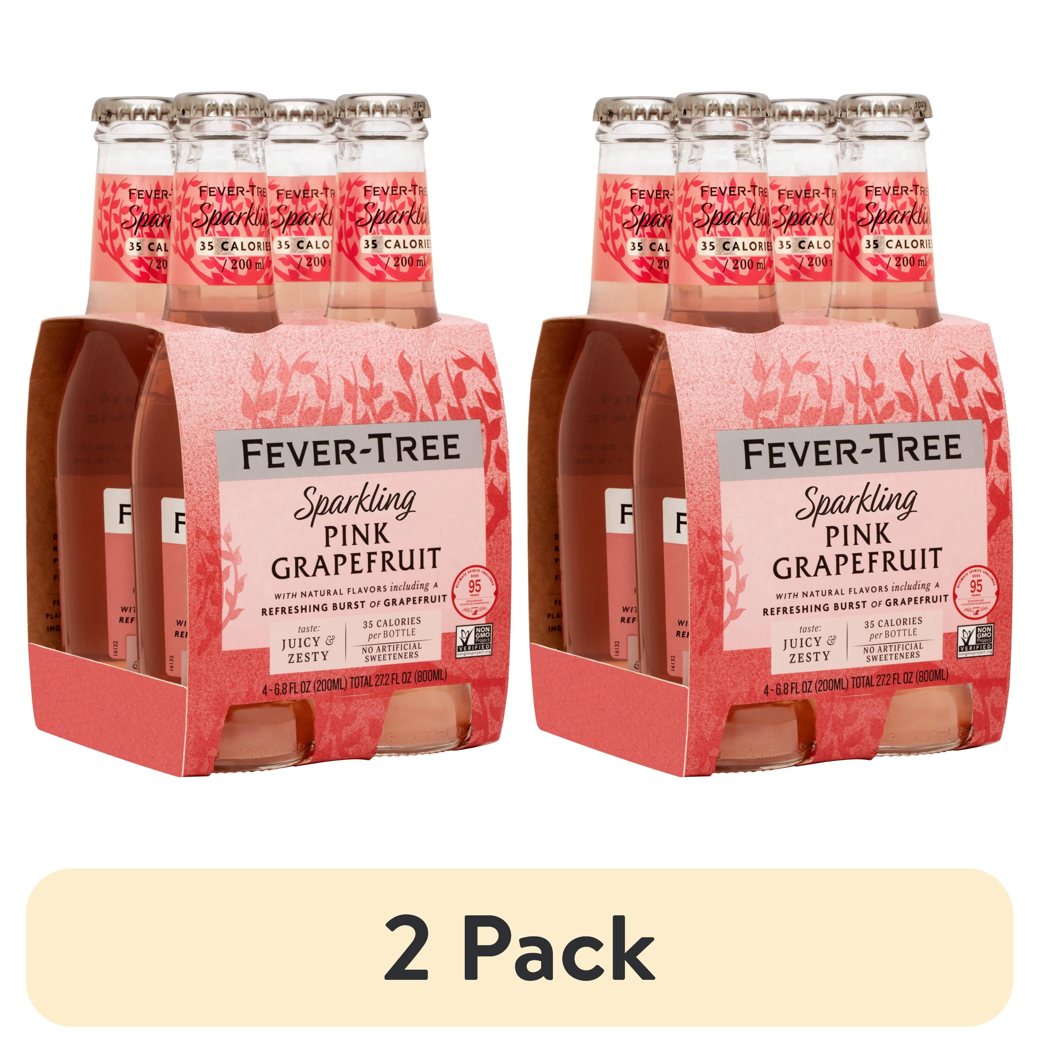(2 pack) Fever-Tree Sparkling Pink Grapefruit, 4 Pack, 200 ML Glass Bottles, 0% ABV