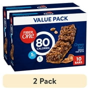 (2 pack) Fiber One 80 Calorie Chewy Bars, Chocolate Peanut Butter, Snack Bars Value Pack, 10 Ct, 8.2 oz