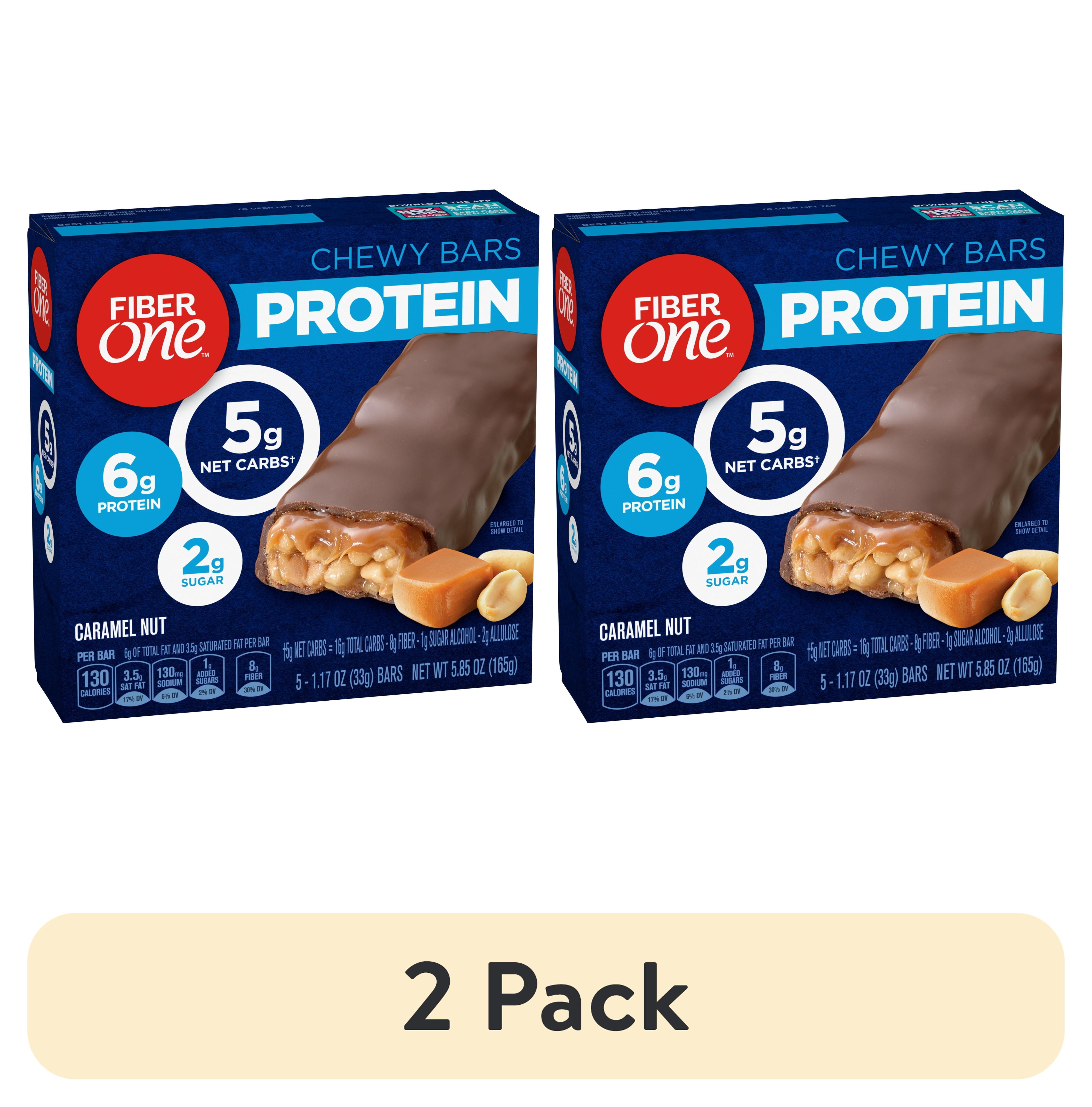 (2 pack) Fiber One Chewy Protein Bars, Caramel Nut, Protein Snacks, 1.17 oz, 5 ct