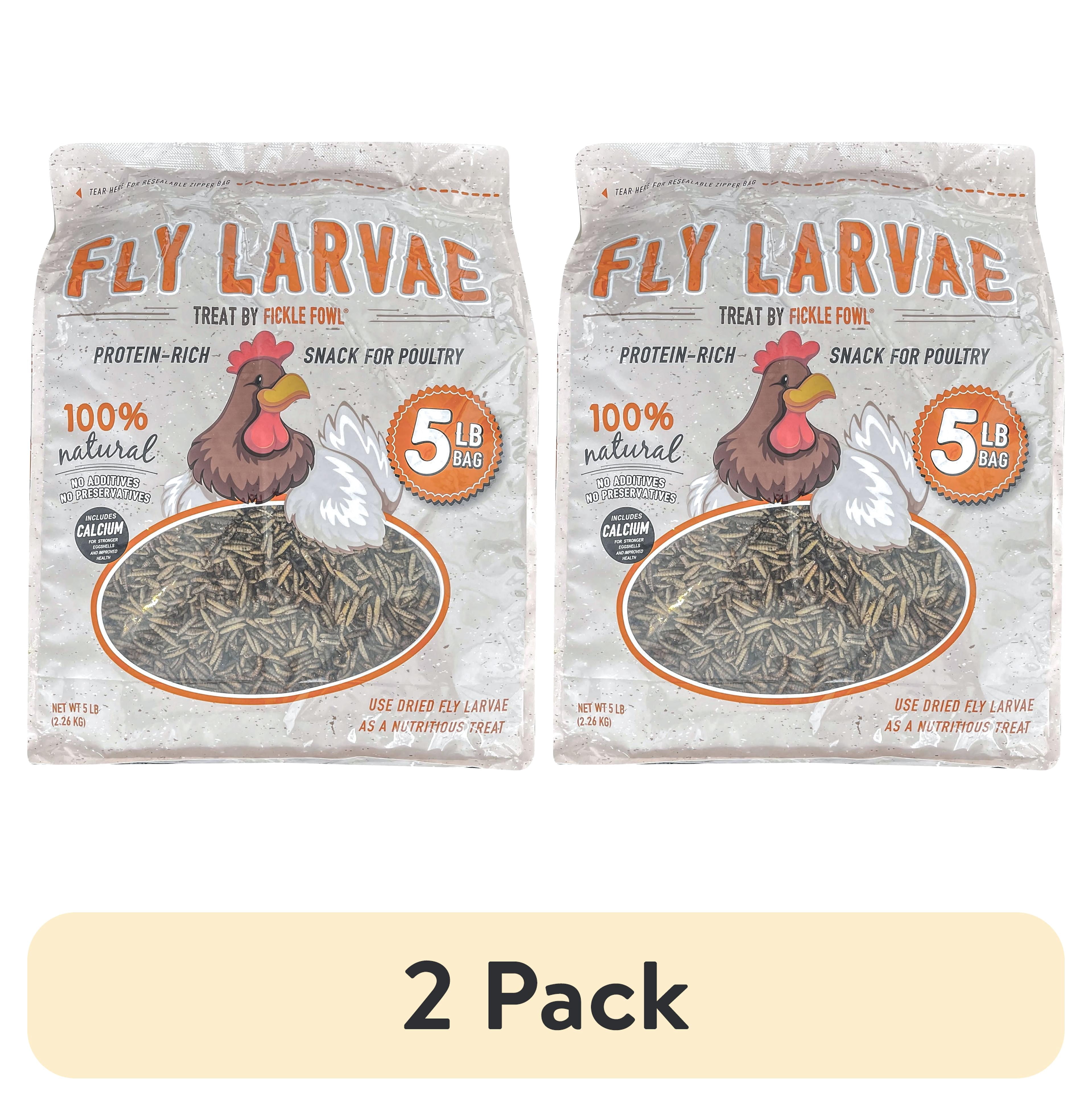 (2 pack) Fickle Fowl Black Soldier Fly Larvae 5 lbs Bag for Chickens, Wild Birds, Reptiles, and Small Pets