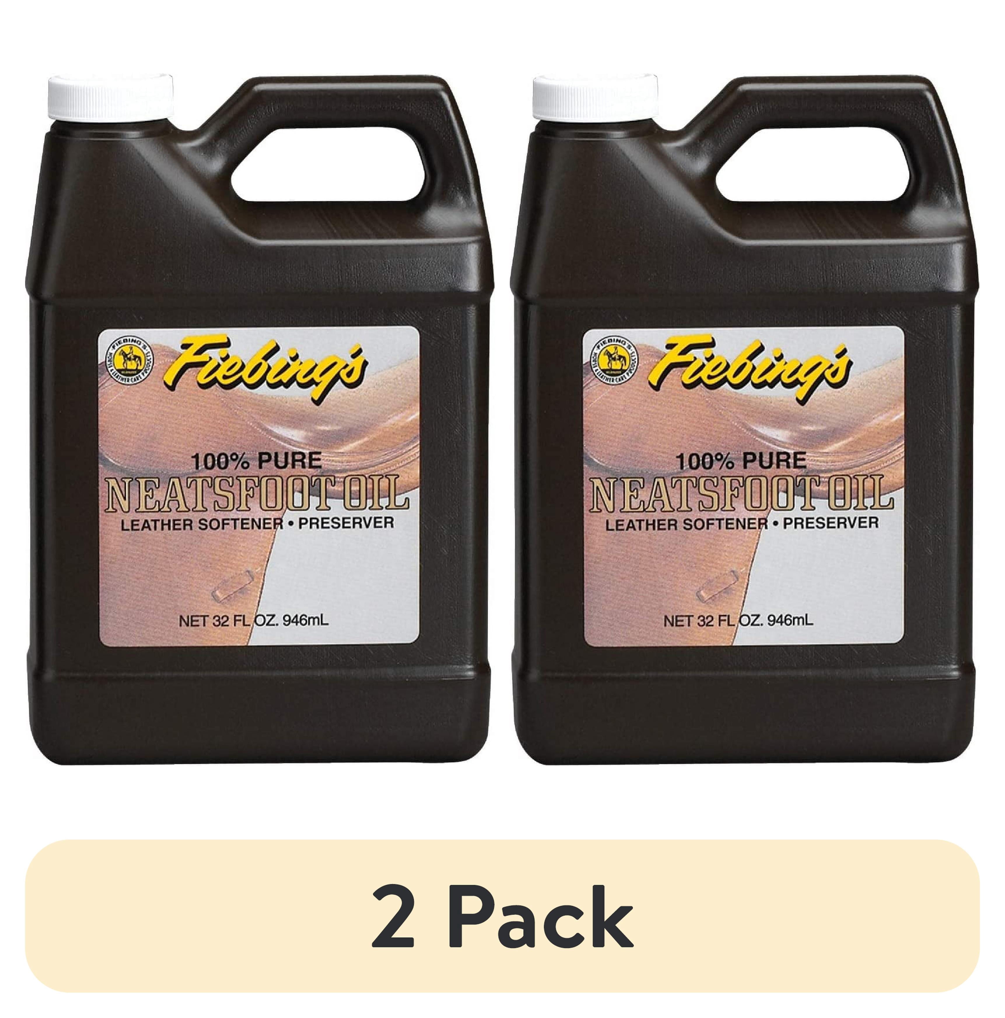 (2 pack) Fiebing's 100% Pure Neatsfoot Oil - Natural Leather Preservative - Great for Boots, Baseball Gloves, Saddles and More - 16 oz