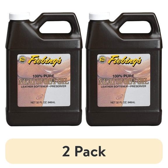 (2 pack) Fiebing's 100% Pure Neatsfoot Oil - Natural Leather Preservative - Great for Boots, Baseball Gloves, Saddles and More - 16 oz