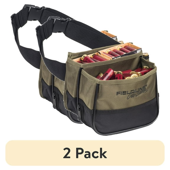 (2 pack) Fieldline Pro Green Small Trap Shooting 1 Shell Ammo Pouch Holder Poly, 8.6 in x 7.1 in, 0.67lb, New, 25 Rounds