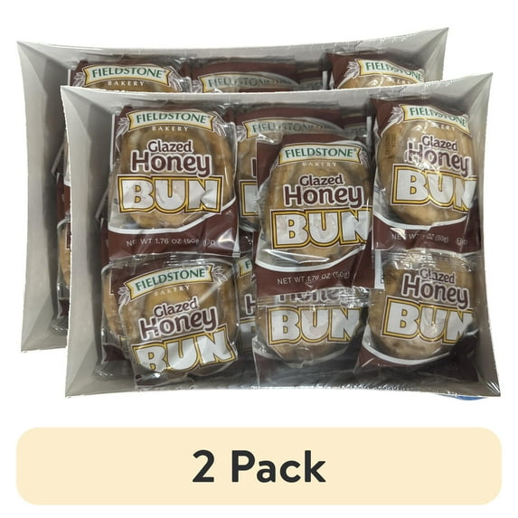 (2 pack) Fieldstone Individually Wrapped Glazed Honey Buns Value Pack | 1.76 Ounce | Bulk Pack of 48