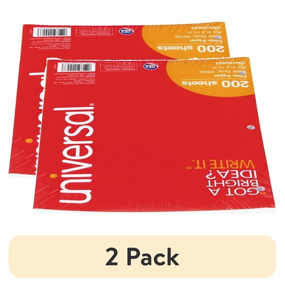 (2 pack) Wide/Legal Rule 3-Hole 8.5 in. x 11 in. Filler Paper (200/Pack)