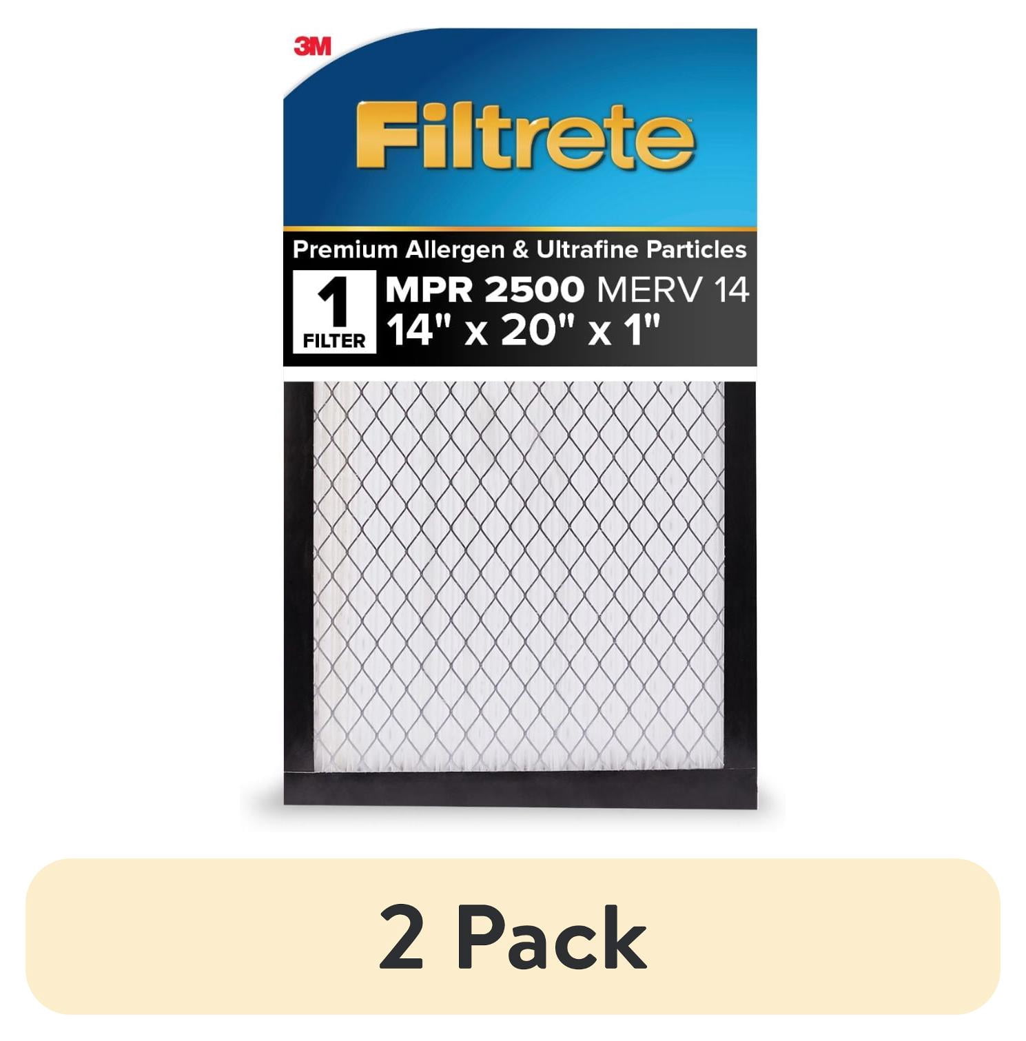 (2 pack) Filtrete 14x20x1 HVAC Furnace Air Filter, MPR 2500 MERV 14, Premium Allergen and Ultrafine Particles, 1 Filter