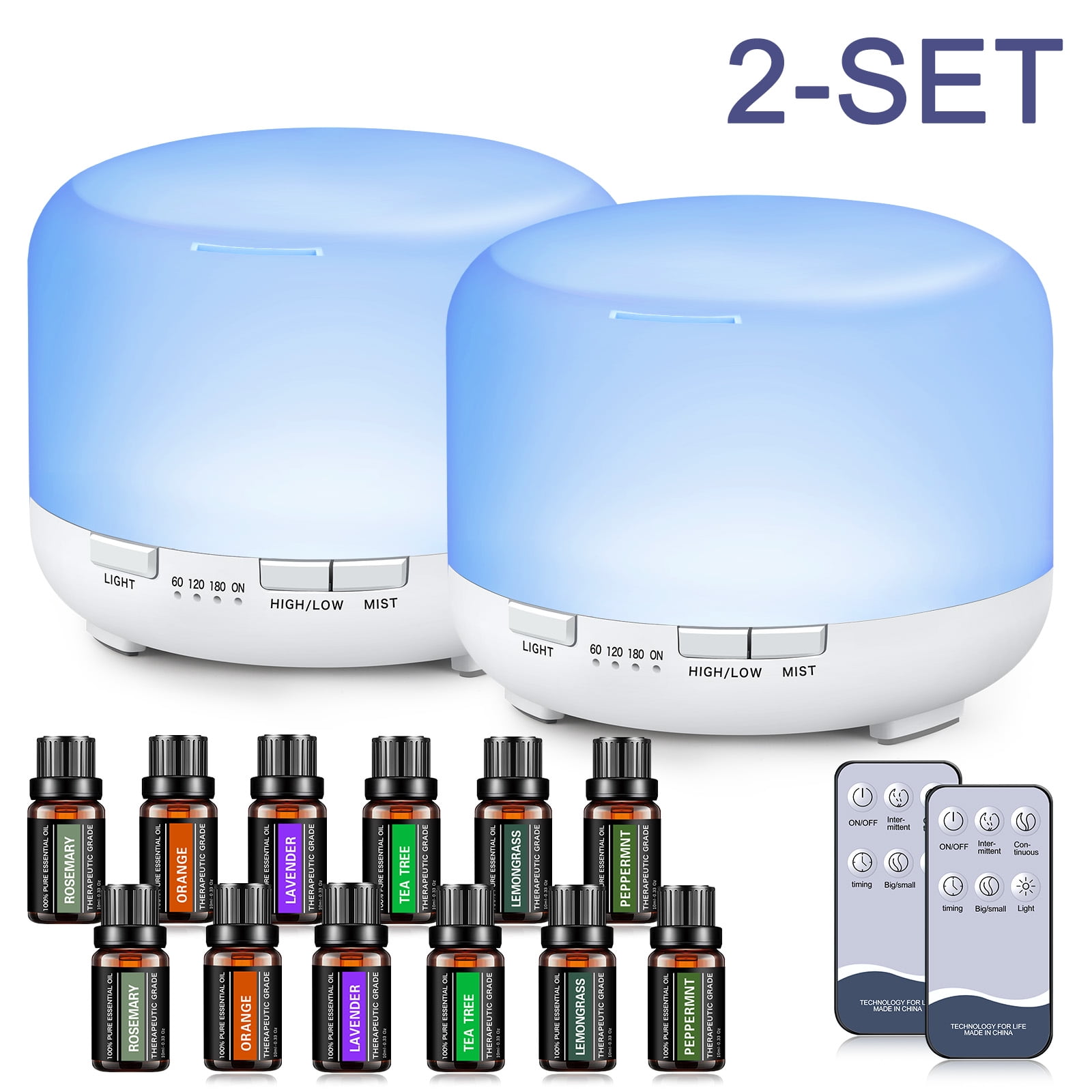 (2 pack) Fimilo 500ml Essential Oil Diffuser with 6*10ml Essential Oils ...