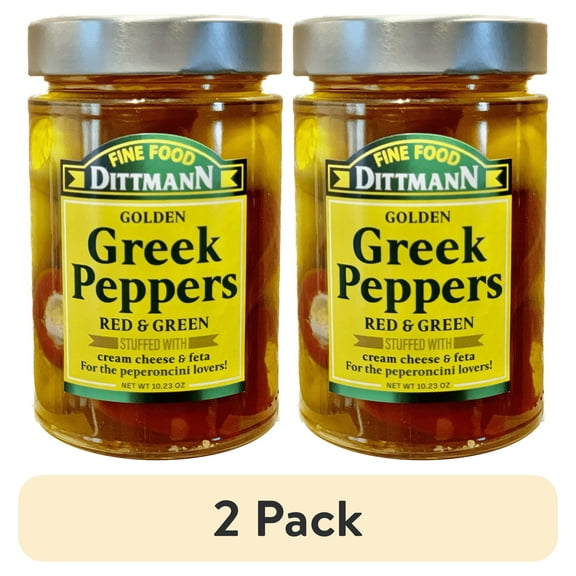 (2 pack) Fine Food Dittmann Golden Greek Peppers Stuffed with Cream Cheese & Feta