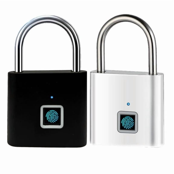 2 pack Fingerprint Padlock, USB Charging Waterproof Mini Smart Security Lock with No App, No Key, No Trouble, Friendly for Kids and Elderlysilvery and black