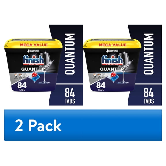(2 pack) Finish Quantum Dishwasher Pods, No Pre-Rinse Dishwasher Detergent Soap Soap, Advanced Clean, 84 Count