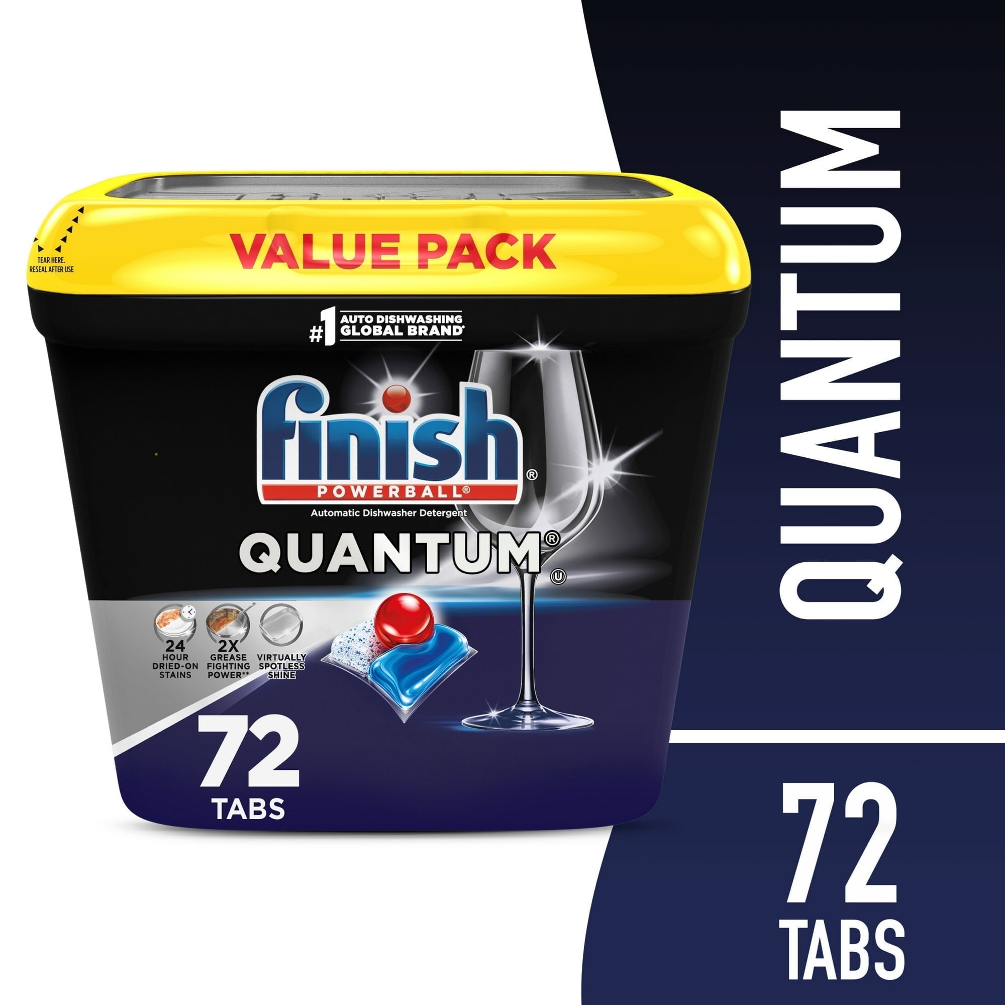 (2 pack) Finish Quantum Dishwasher Pods, No Pre-Rinse Dishwasher Detergent Tabs Soap, Advanced Clean, 72 Count