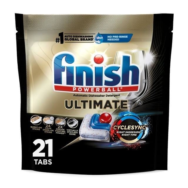 (12 pack) Finish Ultimate Dishwasher Pods, No Pre-Rinse Dishwasher Detergent Soap Tabs, Our Best Clean, 21 Count