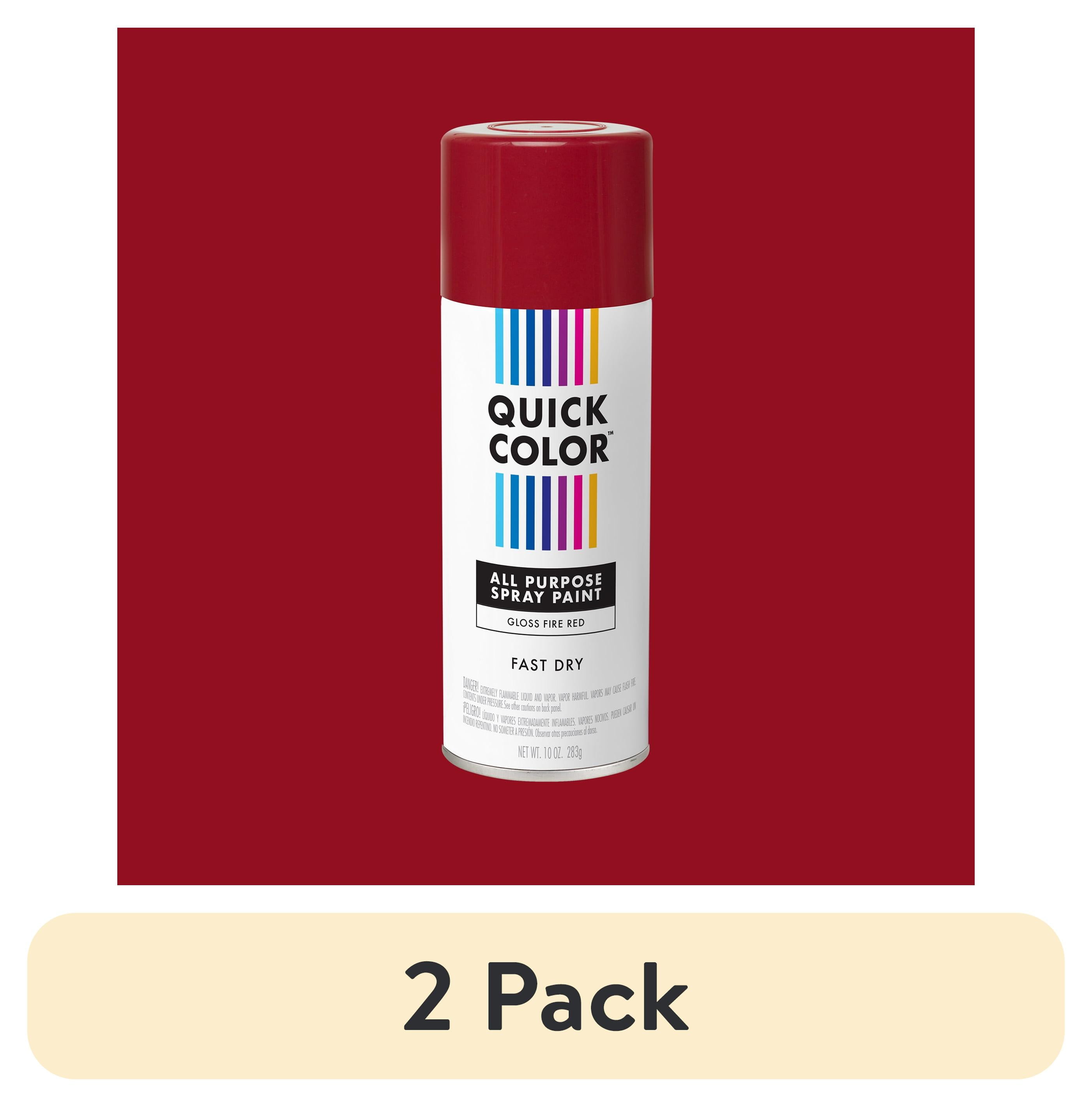 (2 pack) Fire Red, Quick Color All Purpose Gloss Spray Paint-390614, 10 oz