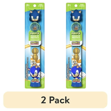 (2 pack) Firefly Clean N' Protect Sonic the Hedgehog Toothbrush, Antibacterial Cover, Soft, Ages 3+, 1 Count