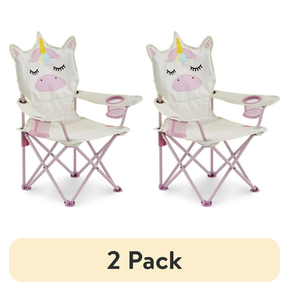 (2 pack) Firefly! Outdoor Gear Sparkle the Unicorn Kid's Camping Chair - Pink/Off-White Color
