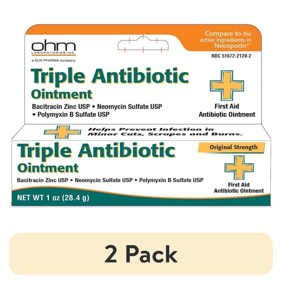 (2 pack) First Aid Triple Antibiotic Ointment for Minor Cuts, Scrapes and Burns, 1 Oz