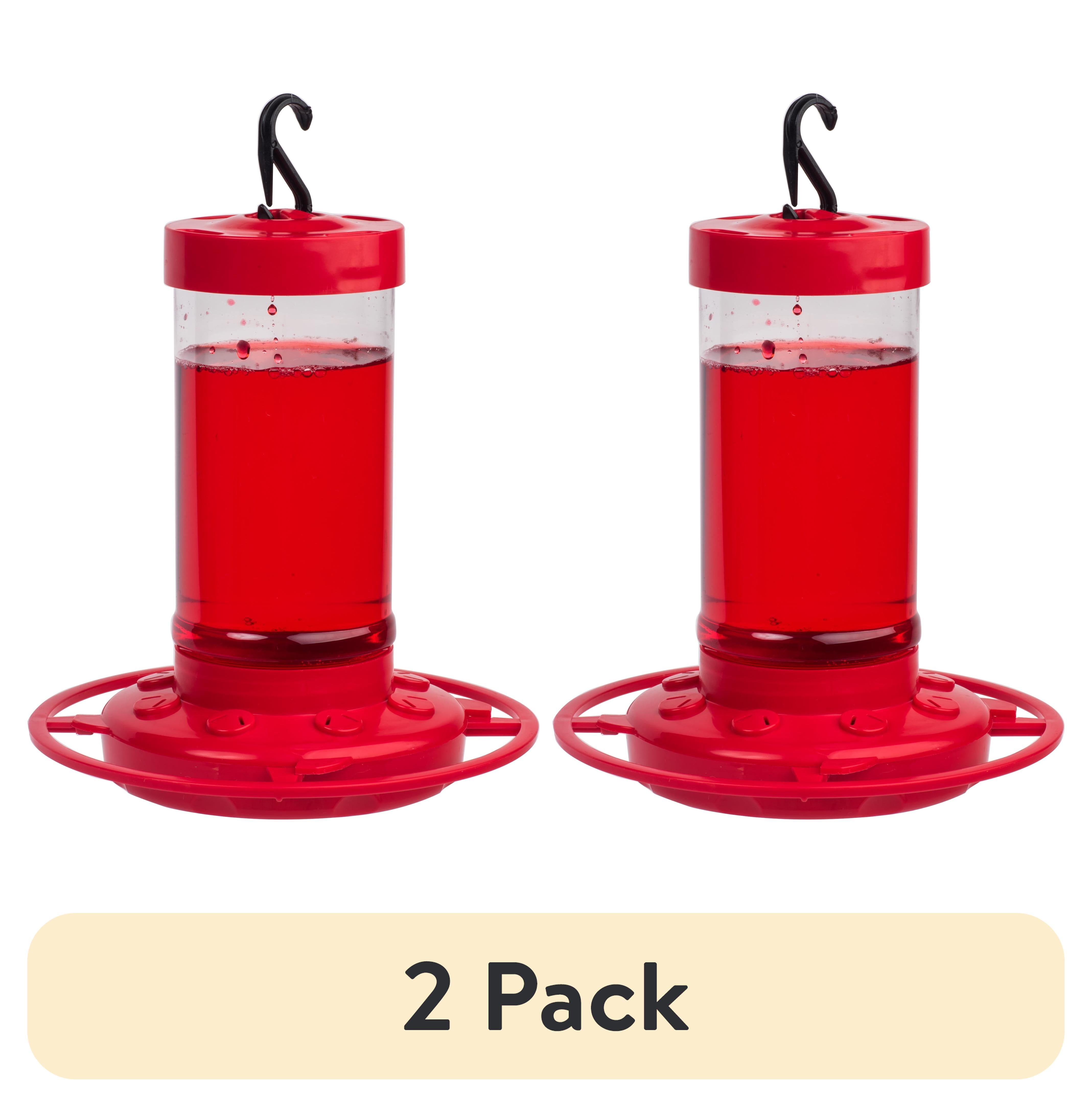 (2 pack) First Nature Hummingbird Feeder, 16 oz, Red, Plastic
