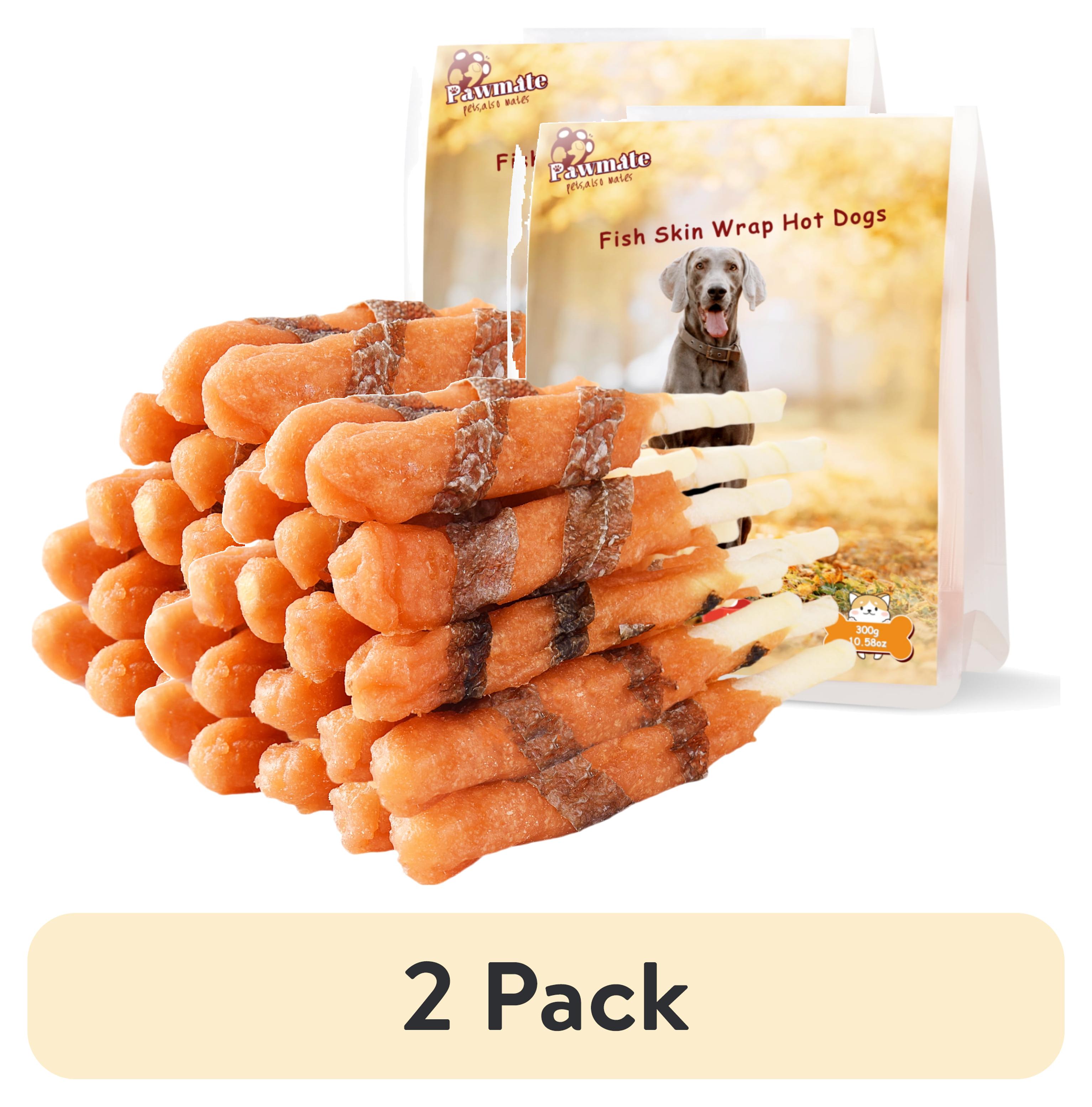 (2 pack) Pawmate Cod Skin ＆ Hot Dogs Dog Treats, Rich in Omega-3 ...