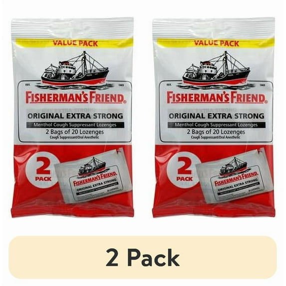(2 pack) Fisherman's Friend Extra Strong Menthol Cough Suppressant Lozenges, 40 Ct