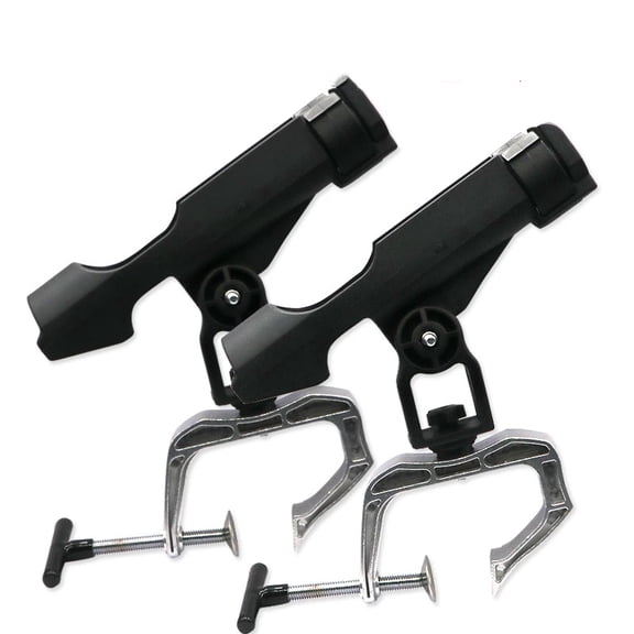 2 pack Fishing Boat Rods Holder 360 Degree Rotation Adjustable Power Lock Fishing Rod Racks Folding Holder with Large Clamp Opening