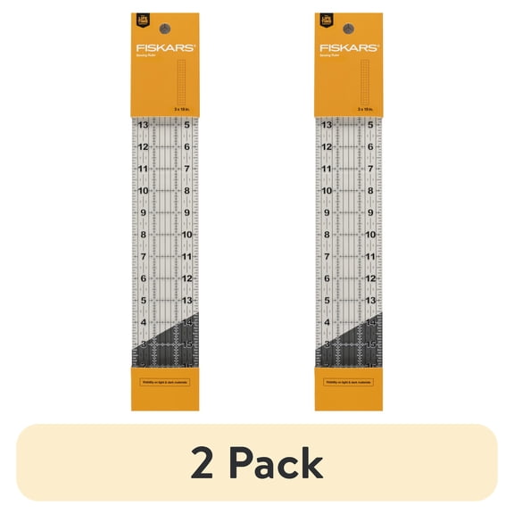 (2 pack) Fiskars 3" x 18" Acrylic Sewing Rulerwith Gridlines, Measuring Tool