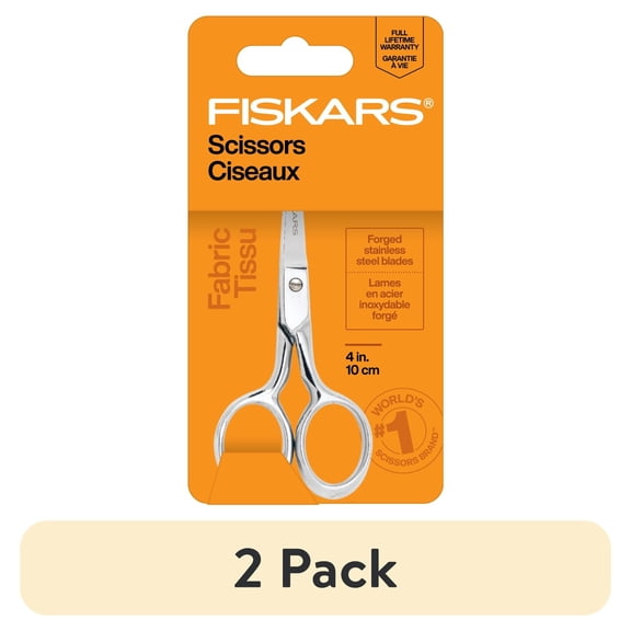 (2 pack) Fiskars 4" Embroidery Scissors, Forged Steel, Silver