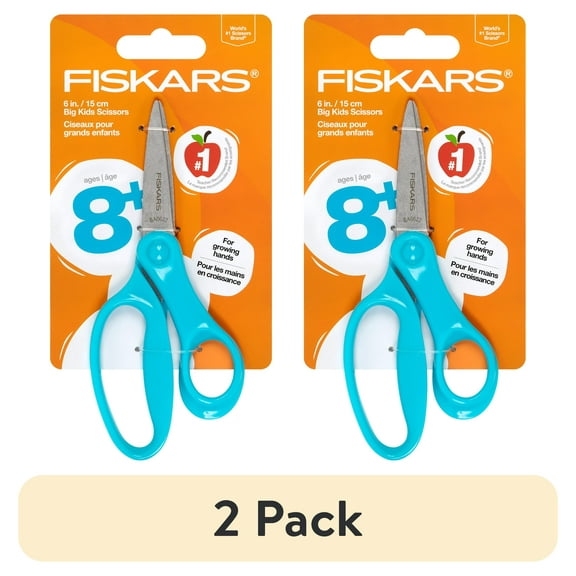 (2 pack) Fiskars 6-inch Kids Scissor Ages 8-11, Turquoise, 1 Piece