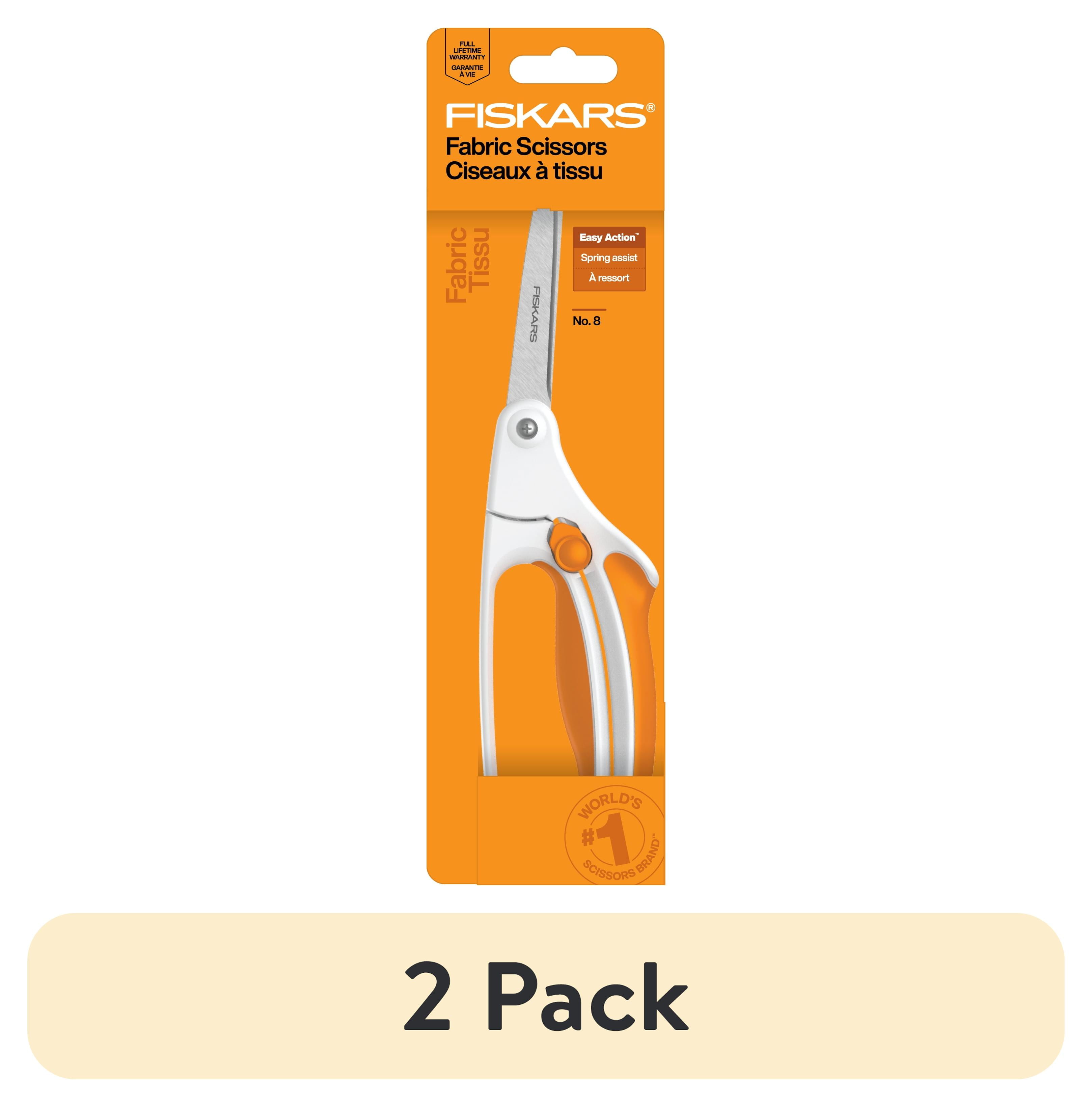 (2 pack) Fiskars 8" Bent Scissors with Premier Easy Action, in White