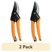 2 pack Fiskars 8 Inch Bypass Pruner with Soft Grip Handle, Steel Blade, Black and Orange