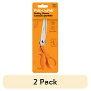 (2 pack) Fiskars 8" Pinking Shears, with Pointed Tip for Fabric Cutting, Orange