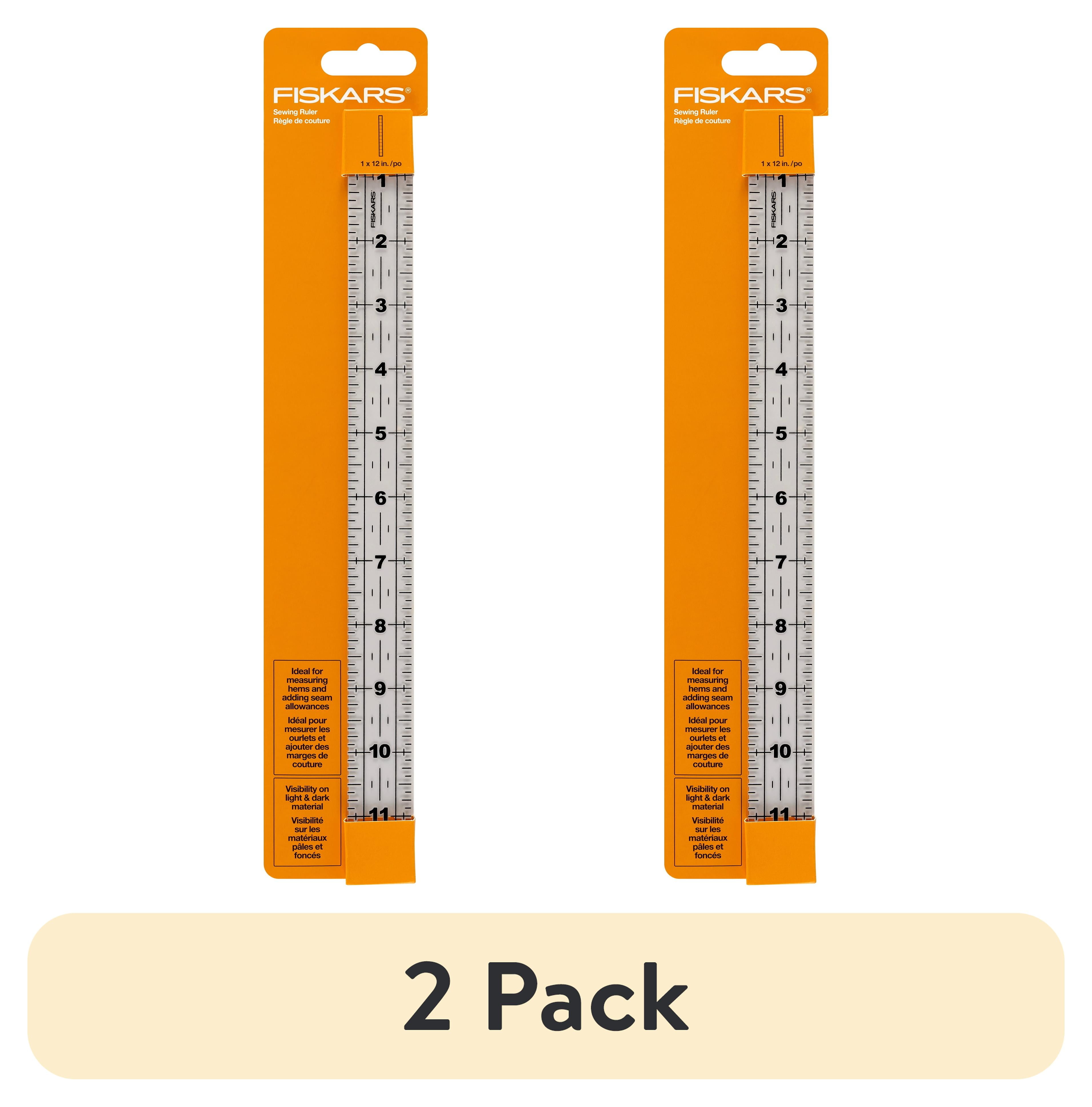 (2 pack) Fiskars Acrylic Sewing Ruler (1 in. x 12 in.) – Precision Tool for Seamstress