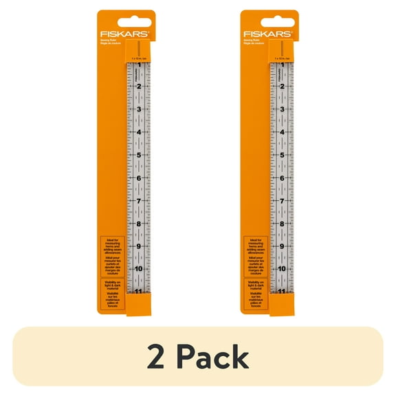 (2 pack) Fiskars Acrylic Sewing Ruler (1 in. x 12 in.)  Precision Tool for Seamstress