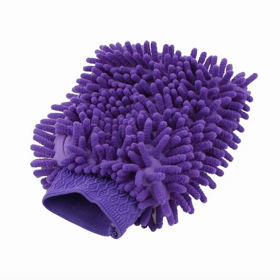 2-pack Fit to Washing Glove Purple Chenille Brush Microfiber Car Dusting Cleaning Mitt Mittens